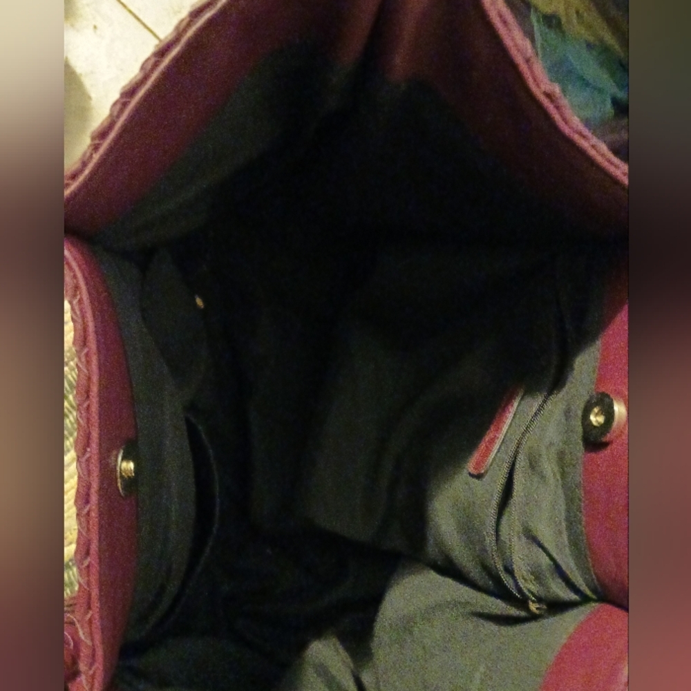 Lulu Dharma Napa Leather Tote Bag 👜🛍👑💄Burgandy,Fabulous Gift Giving.🎁🧣 - Picture 4 of 8